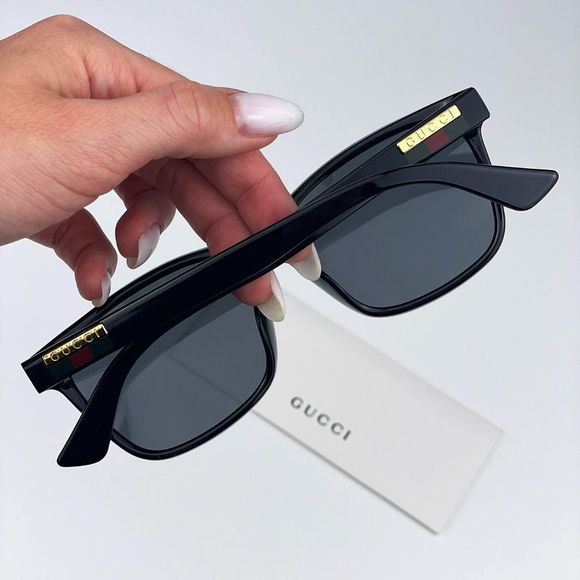 GUCCI GG0746SA 001 Sunglasses Black Gray Anti-Reflective Square Unisex - Picture 7 of 14